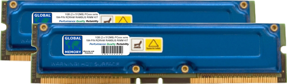1GB (2 x 512MB) RAMBUS PC600/700/800 184-PIN RDRAM RIMM MEMORY RAM KIT FOR DELL DESKTOPS